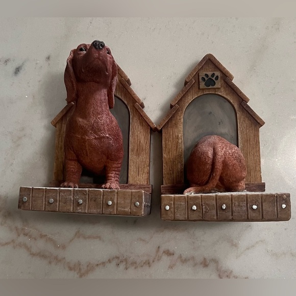 Vintage 2002 True Friends Play Ceramic/Wood Dachshund Bookends - Picture 7 of 12